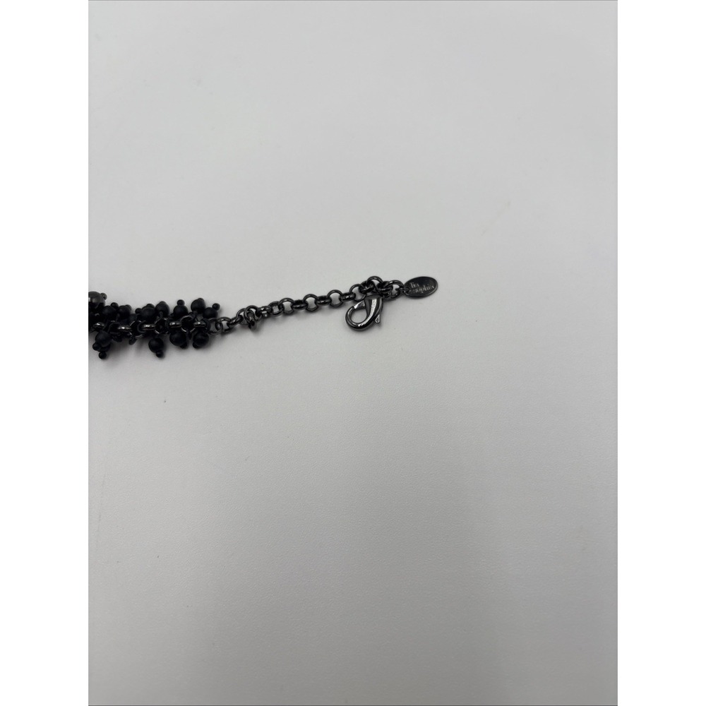 Lia Sophia Necklace Choker Black Beads 16" Inch Gun Metal GrayRare Discontinued - Picture 6 of 13